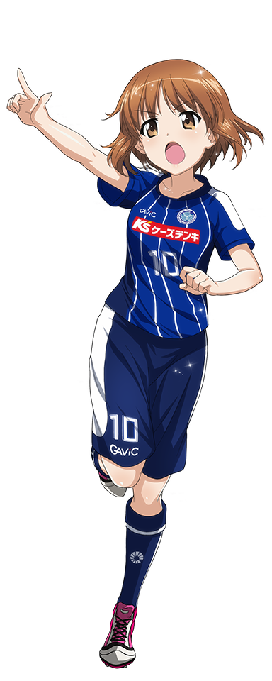 1girl football football_uniform full_body girls_und_panzer nishizumi_miho short_hair simple_background solo sportswear white_background