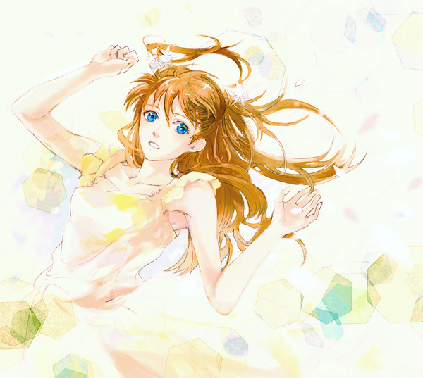 blue_eyes brown_hair dress frills hair_ornament long_hair neon_genesis_evangelion ni-co niko_(silent.whitesnow) open_mouth solo souryuu_asuka_langley