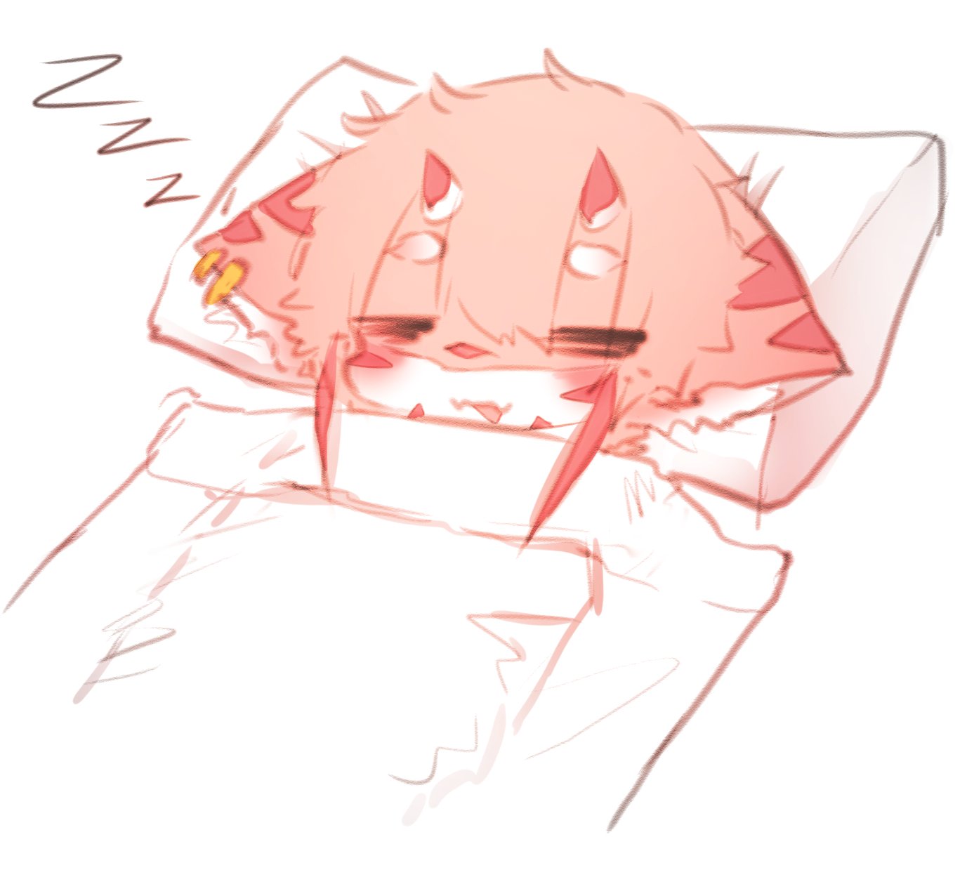 artist_request bed dragon furry pink_hair short_hair sleeping