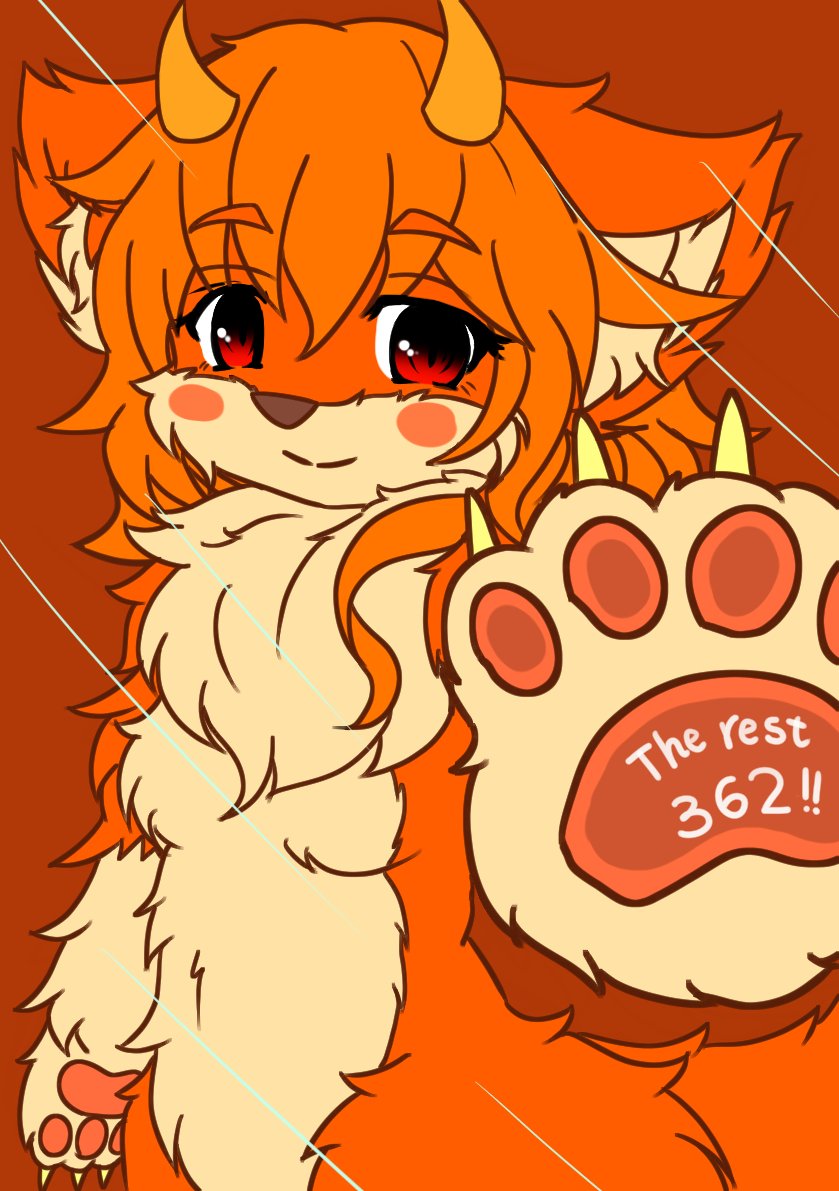 artist_request dog furry horns original paw red_eyes redhead short_hair tagme