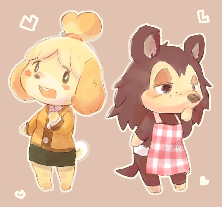 2girls armadillo artist_request black_eyes brown_eyes character_request dog doubutsu_no_mori furry multiple_girls shizue_(doubutsu_no_mori) short_hair