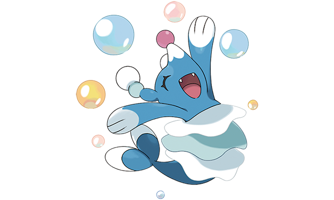 brionne bubbles full_body no_humans official_art pigtails pokemon pokemon_sm solo tagme tooth