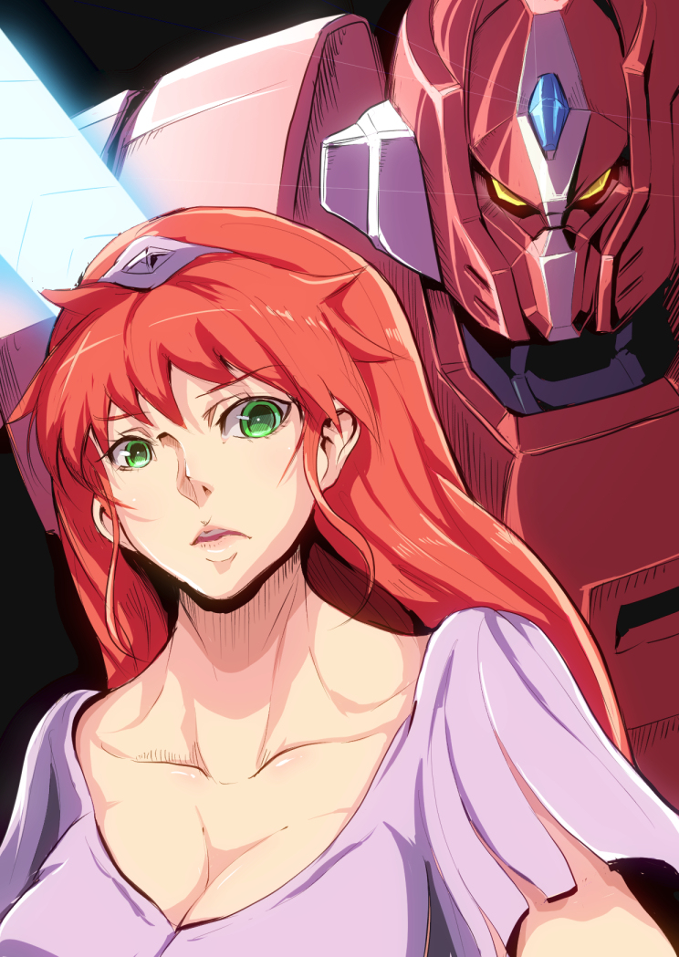 1girl galient green_eyes hilmuka kikou-kai_galient long_hair mecha redhead sakusakusakurai