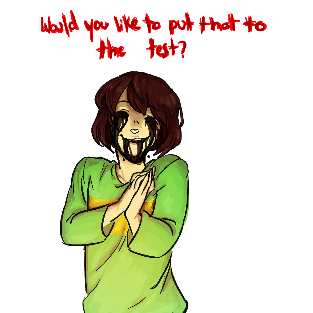 androgynous black_eyes blood blood_from_mouth bloody_tears brown_hair chara_(undertale) commentary english hands_together looking_at_viewer open_mouth oxi_(oxidization) shirt simple_background smile solo spoilers striped striped_shirt transparent_background undertale