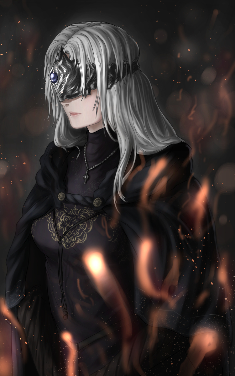1girl armikni armor dark_souls dark_souls_iii fire_keeper long_hair mask white_hair