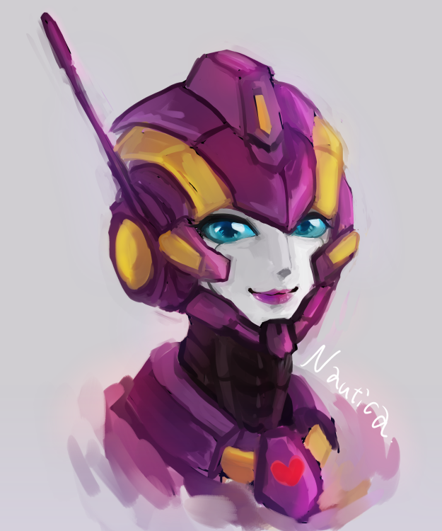 1girl autobot blue_eyes nautica purple_lipstick solo transformers