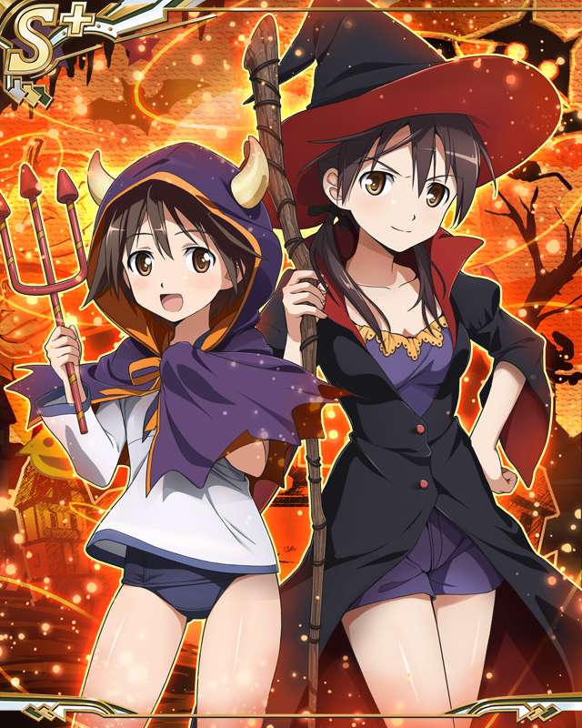 2girls gertrud_barkhorn halloween miyafuji_yoshika multiple_girls official_art strike_witches