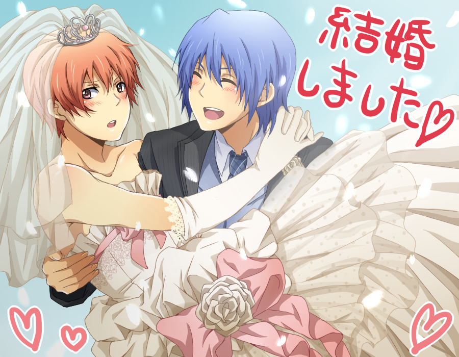 angel_beats! blush crossdressing heart hinata_hideki wedding yuzuru_otonashi