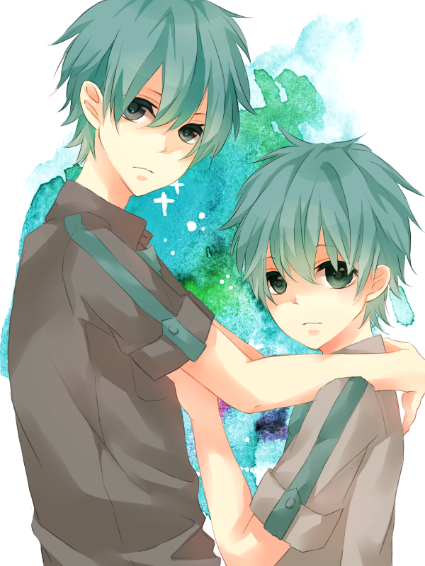 blue_hair child genderswap grey_eyes hatsune_mikuo male_focus short_hair vocaloid