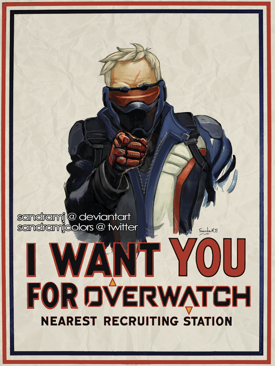 1boy artist_name face_mask i_want_you jacket looking_at_viewer male_focus mask overwatch parody pointing pointing_at_viewer poster propaganda sandra_molina_juan scar signature soldier:_76_(overwatch) solo twitter_username upper_body visor white_hair