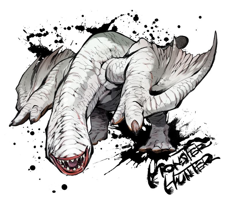 claws full_body fuse_ryuuta khezu monster monster_hunter no_humans open_mouth solo white_background wings wyvern