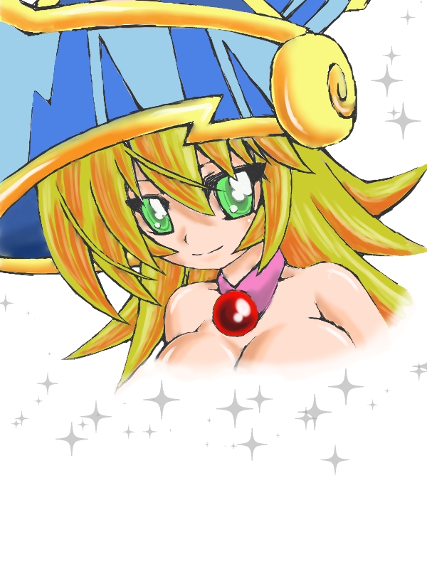 1girl bare_shoulders blonde_hair chibi dark_magician_girl duel_monster female gloves green_eyes hat long_hair looking_at_viewer magical_girl solo wizard_hat yu-gi-oh!