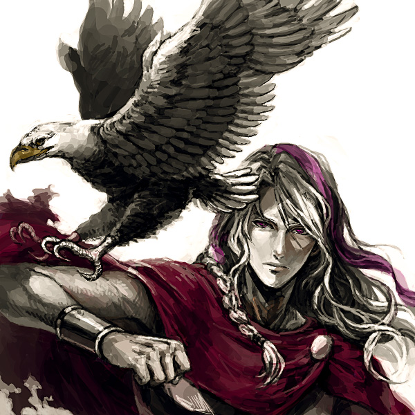 cape eagle eleuseus long_hair male midori310_(pixiv) moira purple_eyes sound_horizon violet_eyes white_hair