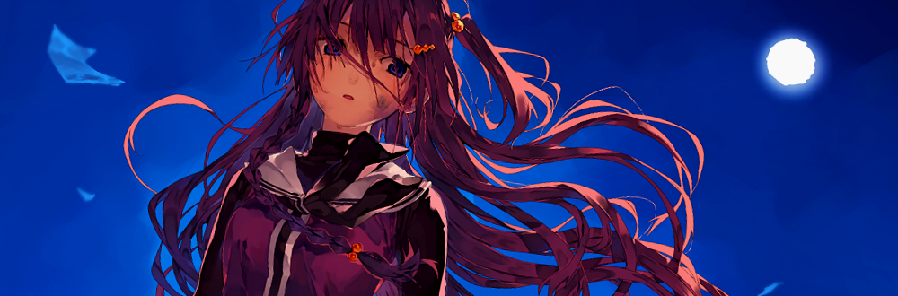 1girl bangs blue_eyes commentary_request full_moon hair_ornament hairclip jacket long_hair long_image looking_down looking_to_the_side maroon_hair moon natsu_natsuna one_side_up original parted_lips purple_jacket solo very_long_hair wide_image