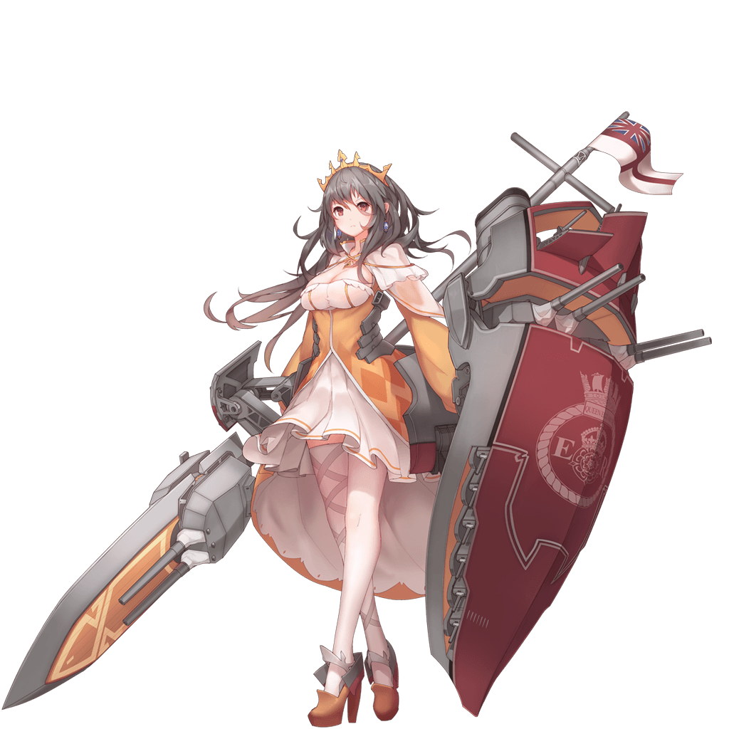 1girl breasts cannon capelet cleavage cleavage_cutout closed_mouth crc505 crown dress earrings emblem flag frills frown full_body gem grey_hair hair_between_eyes high_heels holding holding_shield holding_weapon jewelry leg_ribbon legs_crossed long_hair long_sleeves looking_at_viewer machinery mecha_musume messy_hair mismatched_legwear official_art pleated_dress polearm queen_elizabeth_(zhan_jian_shao_nyu) red_eyes red_shoes ribbon shield shoes skirt smokestack solo standing thigh-highs tiara transparent_background turret union_jack wave505 weapon white_ensign white_legwear white_skirt yellow_dress zhan_jian_shao_nyu