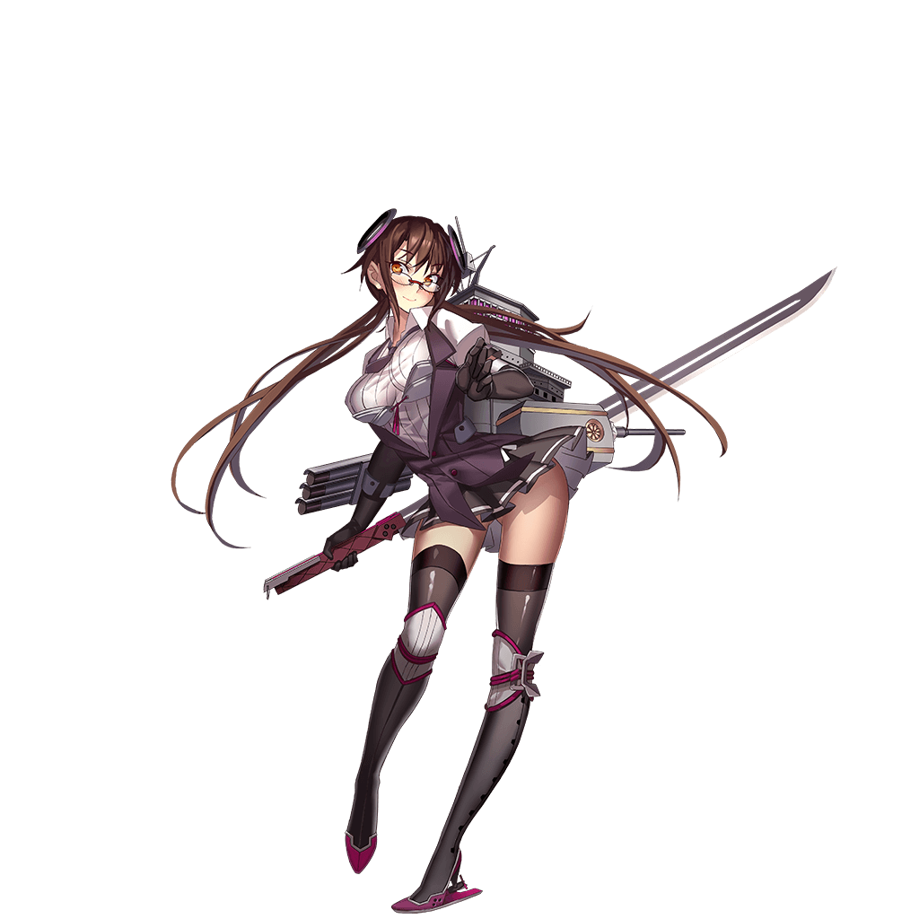 1girl black_boots black_gloves black_legwear black_necktie black_skirt blush boots breasts brown_hair cannon closed_mouth contrapposto dress_shirt elbow_gloves eyebrows eyebrows_visible_through_hair full_body glasses gloves gluteal_fold headgear high_heels holding holding_sword holding_weapon knee_boots knee_pads large_breasts looking_at_viewer low_twintails machinery mechanical_halo miniskirt miyazaki_byou necktie official_art pigeon-toed pleated_skirt propeller puffy_short_sleeves puffy_sleeves purple_vest red_glasses remodel_(zhan_jian_shao_nyu) rimless_glasses rudder_shoes shirt short_sleeves skirt smile solo standing sword tatsuta_(zhan_jian_shao_nyu) thigh-highs torpedo transparent_background turret twintails vest weapon white_shirt yellow_eyes zhan_jian_shao_nyu