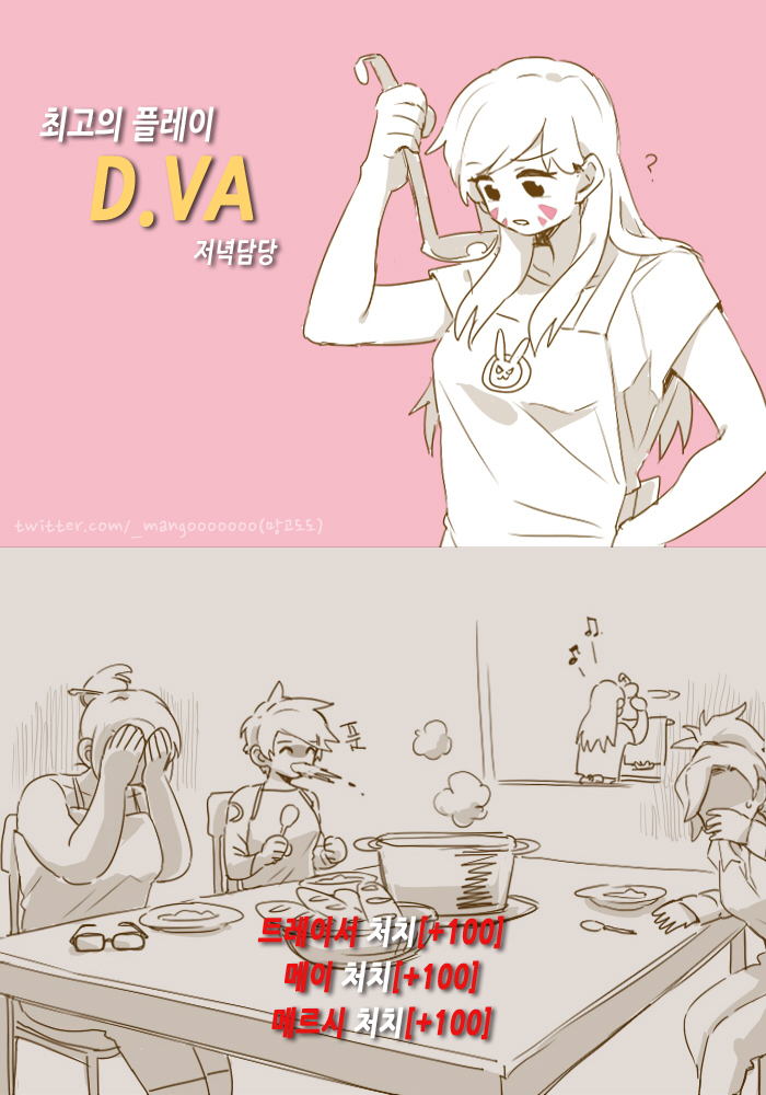 4girls ? apron black-framed_eyewear bread bunny_print character_name cooking covering_face covering_mouth d.va_(overwatch) facepaint facepalm facial_mark food gameplay_mechanics glasses glasses_removed hair_bun hair_ornament hair_stick hair_tie hand_to_own_mouth hands_on_own_face ladle long_hair mangododo mei_(overwatch) mercy_(overwatch) multiple_girls musical_note overwatch partially_colored ponytail pot quaver shirt short_hair sitting sleeveless sleeveless_shirt spoon steam sweatdrop table tracer_(overwatch) twitter_username whisker_markings