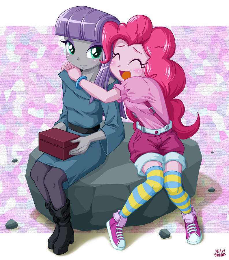2girls maud_pie multiple_girls my_little_pony my_little_pony_equestria_girls my_little_pony_friendship_is_magic personification pinkie_pie tagme uotapo