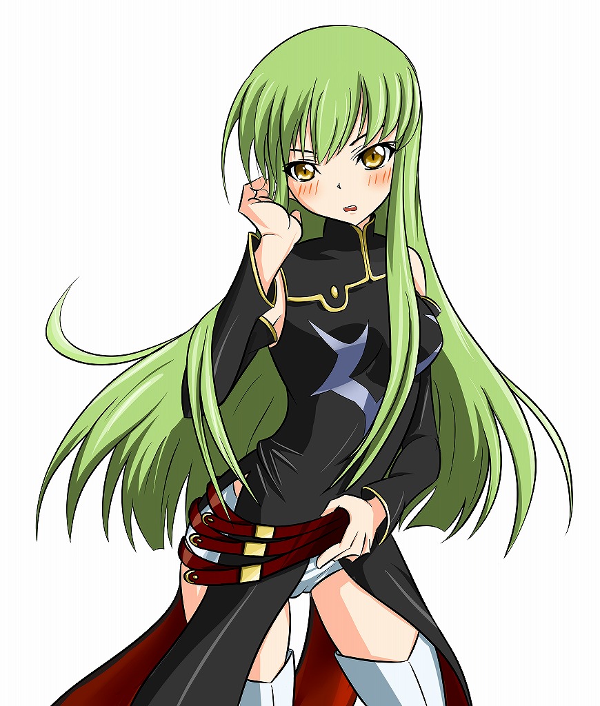 c.c. cc code_geass green_hair gurio long_hair thigh-highs thighhighs undressing yellow_eyes