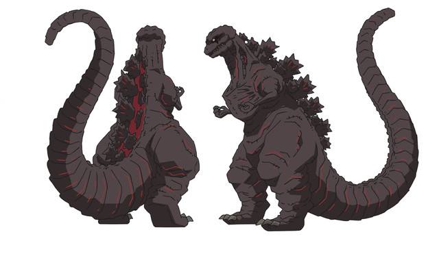 character_sheet crayon_shin-chan glowing godzilla godzilla_(series) kaijuu monochrome monster no_humans spot_color toho_(film_company) white_background