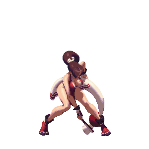 animated animated_gif ass back bare_legs breasts brown_hair cleavage fan high_ponytail japanese_clothes kicking king_of_fighters king_of_fighters_xiii large_breasts long_hair ninja no_bra pelvic_curtain pixel_art ponytail revealing_clothes shiranui_mai sideboob tabi