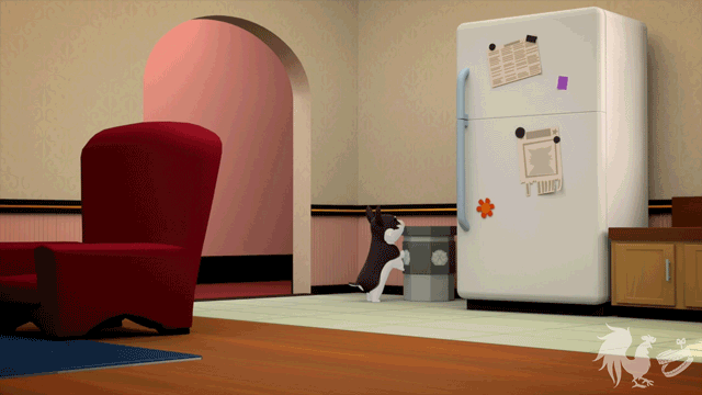 animated animated_gif chair dog no_humans refrigerator rwby rwby_chibi zwei_(rwby)