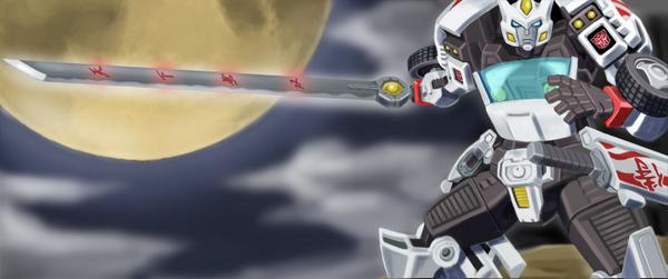 1boy autobot drift fog full_moon glowing glowing_sword glowing_weapon insignia kamizono_(spookyhouse) katana machine machinery mecha moon night night_sky no_humans robot science_fiction sky solo sword transformers weapon