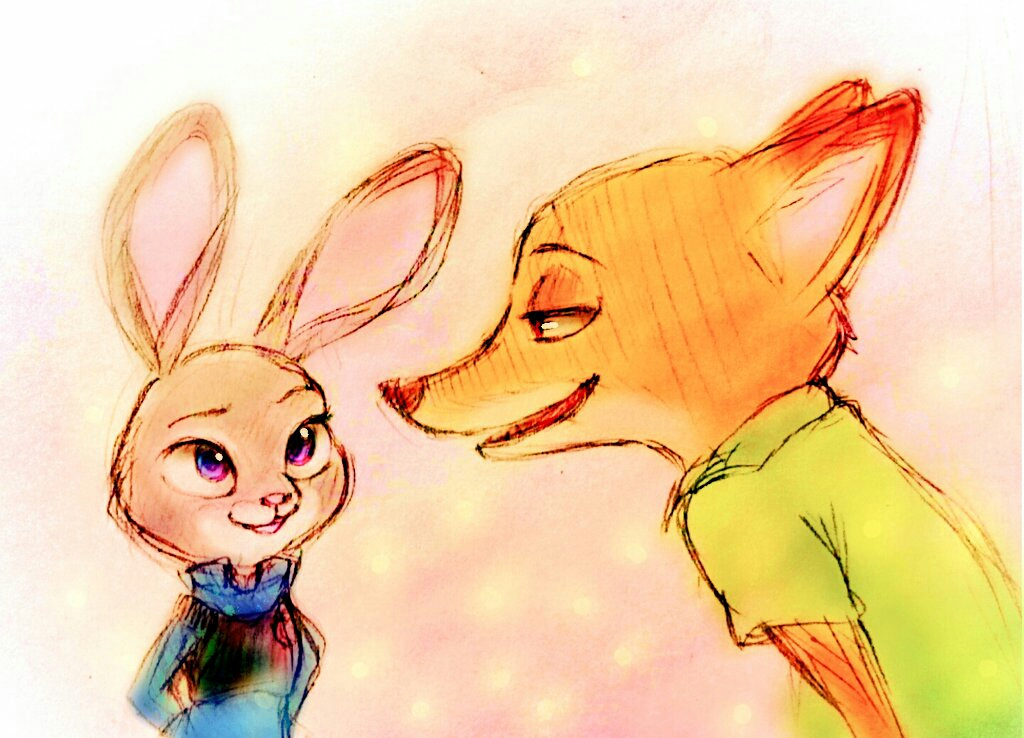 artist_request disney fox fox_ears furry judy_hopps looking_at_another nick_wilde police police_uniform rabbit rabbit_ears uniform zootopia