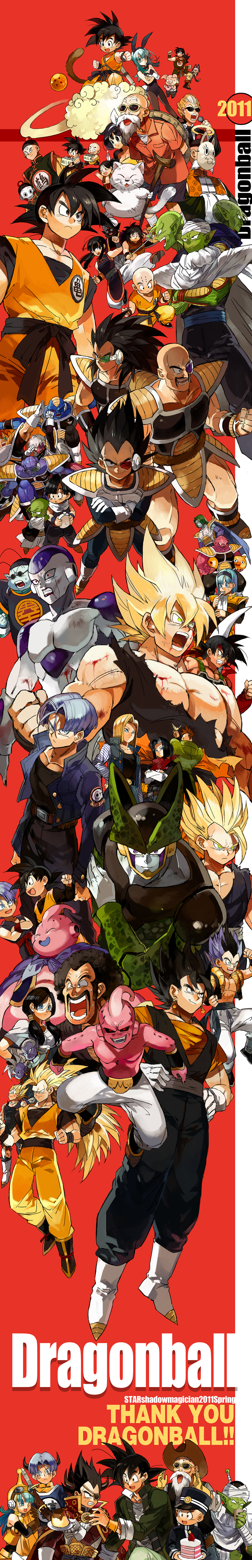 absurdres android_16 android_17 android_18 announcer_(dragon_ball) armor bald bardock black_hair blonde_hair blood blue_hair boots bulma burter cake captain_ginyu cell_(dragon_ball) chaozu character_request chi-chi_(dragon_ball) clenched_teeth cowboy_hat cross_epoch crossed_arms dende dodoria dragon_ball dragon_ball_(object) dragon_ball_z dragon_quest everyone eyepatch facial_hair flying_nimbus food frieza ginyu_force ginyu_force_pose gloves gotenks grandpa_gohan green_skin hat highres jeice kaioushin kami-sama karin_(dragon_ball) kibito kintoun korin_(dragon_ball) kuririn long_image lunch_(dragon_ball) majin_buu mask mister_popo mr._satan muscle muten_roushi nappa north_kaiou oolong open_mouth piccolo piccolo_daimaou pink_skin puar raditz recoome scouter slime smile son_gohan son_goku son_goten spiked_hair starshadowmagician tail tall_image teeth tenshinhan title_drop torn_clothes trunks_(dragon_ball) upa_(dragon_ball) vegeta vegetto videl when_you_see_it yajirobe yamcha zarbon