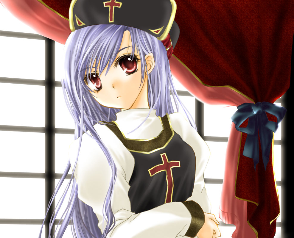 dragon_quest_iii hal_(pixiv93013) hat long_hair natsuki_haruna priest_(dq3) purple_hair red_eyes