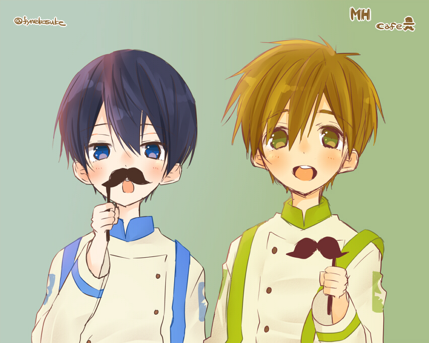 2boys high_speed! male_focus moustache multiple_boys nanase_haruka_(free!) tachibana_makoto tagme