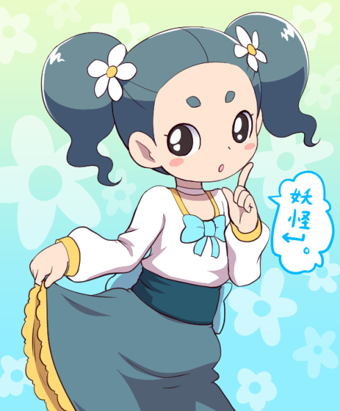 1girl blush blush_stickers human looking_at_viewer netaballerina nollety shiny shiny_hair solo twintails youkai_watch