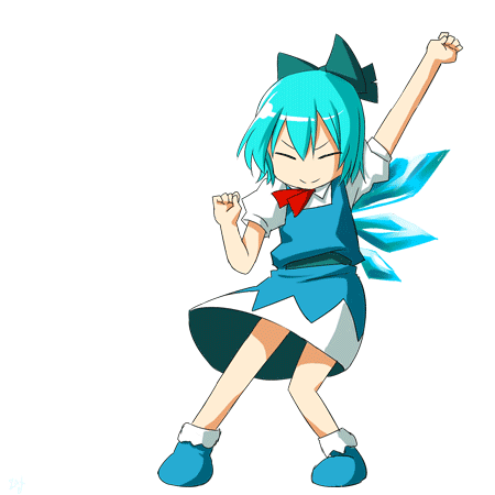 1girl animated animated_gif artist_request blue_hair bow cirno dancing dress touhou
