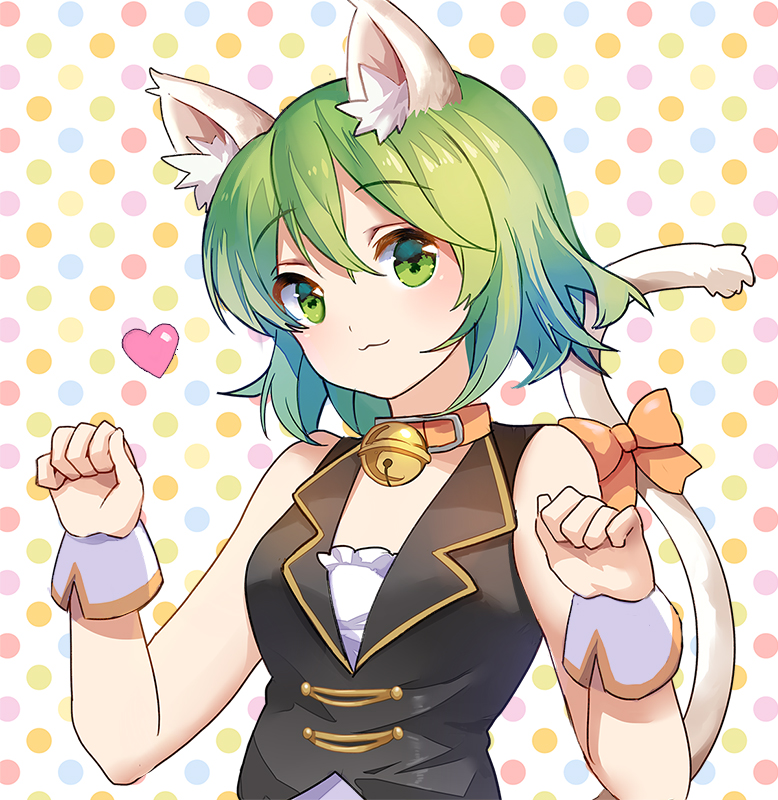 1girl animal_ears bell_collar cat female green_hair gumi short_hair sidelocks solo vocaloid