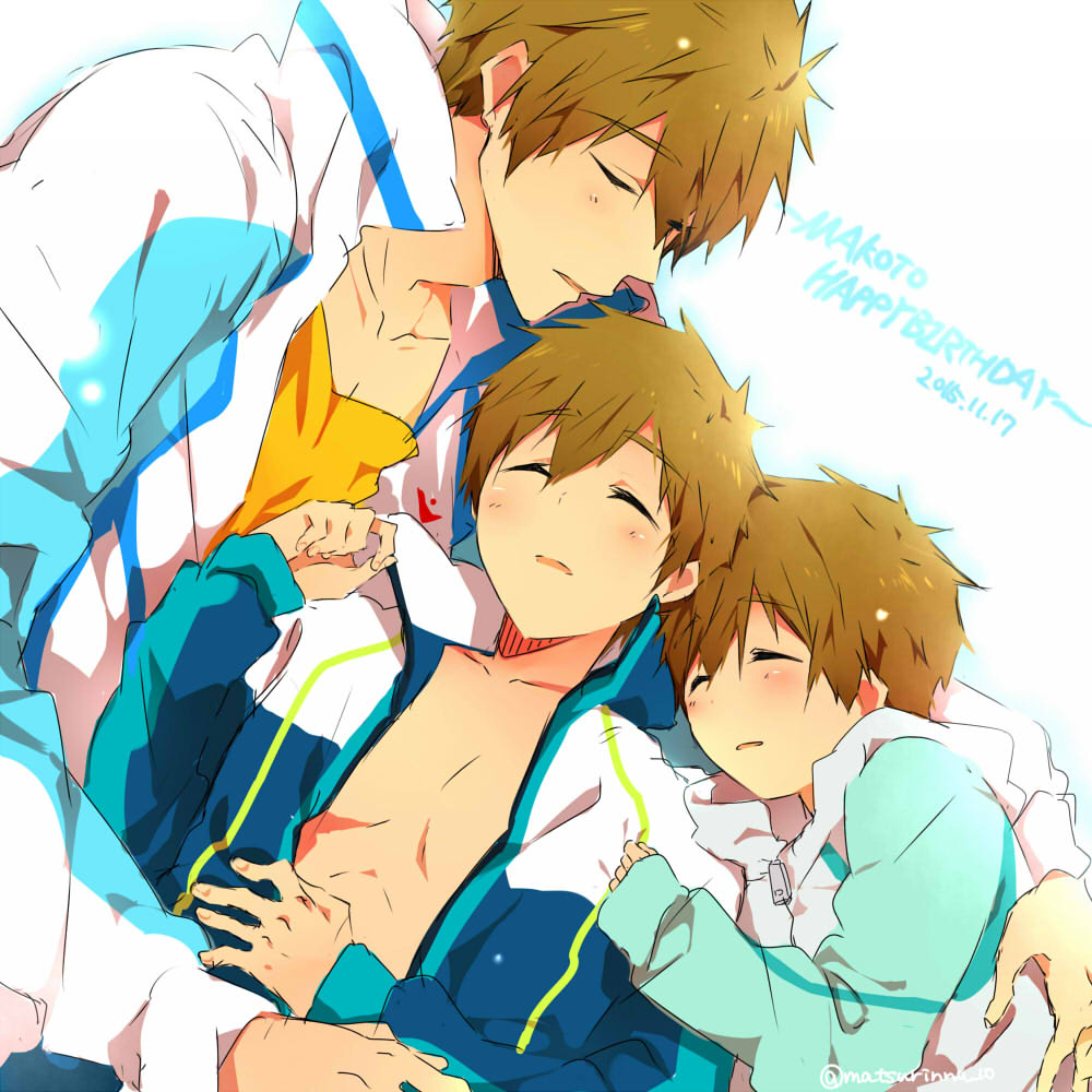 3boys free! high_speed! male_focus matsurinnu multiple_boys sleeping tachibana_makoto younger