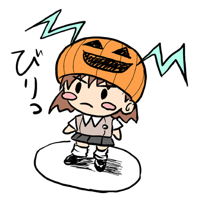 1girl biribiri misaka_mikoto pumpkin rakkyo school_uniform solo to_aru_kagaku_no_railgun to_aru_majutsu_no_index