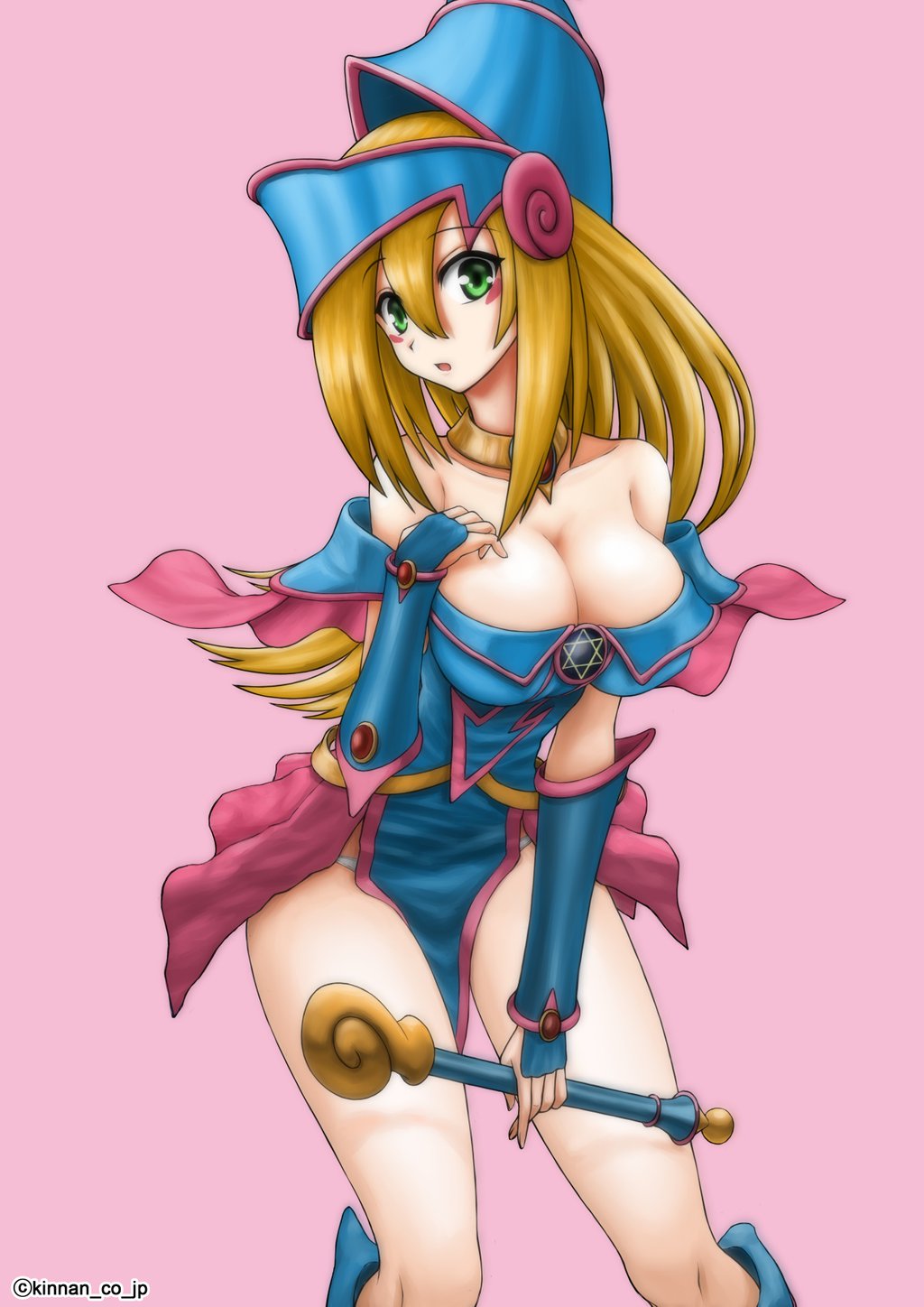 1girl blonde_hair breasts dark_magician_girl duel_monster female large_breasts long_hair looking_at_viewer yu-gi-oh! yuu-gi-ou_duel_monsters