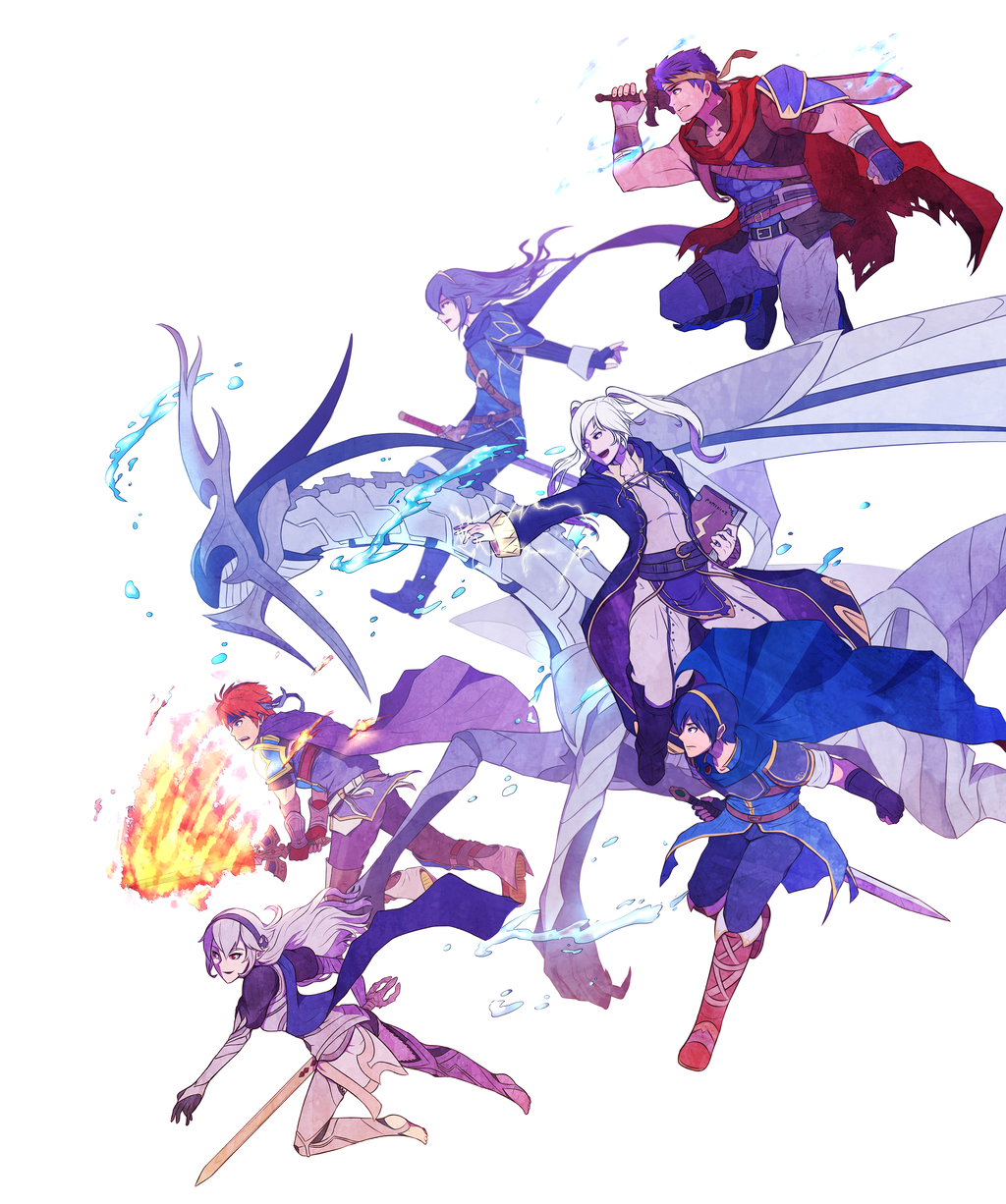 3boys 3girls alternate_form dragon fire_emblem fire_emblem:_akatsuki_no_megami fire_emblem:_fuuin_no_tsurugi fire_emblem:_kakusei fire_emblem:_mystery_of_the_emblem fire_emblem_if ike kimchikat lucina marth multiple_boys multiple_girls my_unit_(fire_emblem:_kakusei) my_unit_(fire_emblem_if) nintendo roy_(fire_emblem) super_smash_bros.