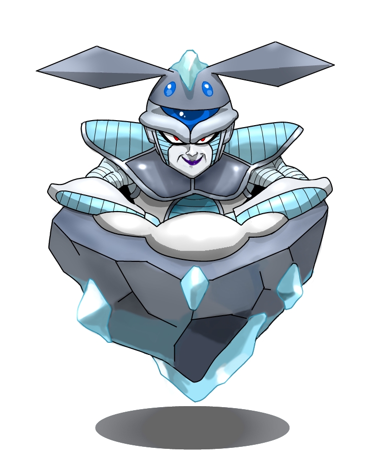 1boy blue_eyes carbink cosmo_(pixiv12140406) dragon_ball dragonball_z frieza pokemon red_eyes