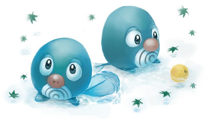artist_request leaves no_humans pokemon poliwag water