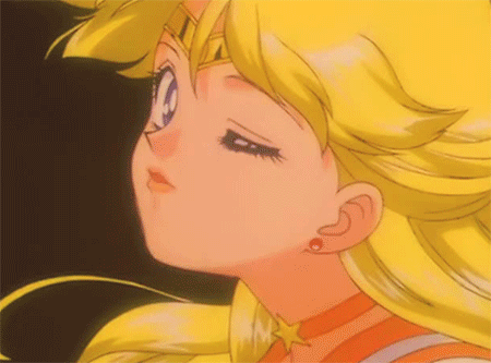 1girl 90s aino_minako animated animated_gif bishoujo_senshi_sailor_moon blonde_hair closed_eyes earrings female finger_to_mouth jewelry long_hair magical_girl neck necklace sailor_venus solo super_sailor_venus tagme tiara upper_body wink