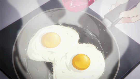 animated animated_gif cooking egg food frying_pan musaigen_no_phantom_world steam