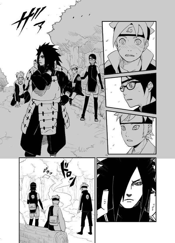 1girl 3boys acaallodola comic glasses md5_mismatch mitsuki_(naruto) monochrome multiple_boys naruto photoshop tagme uchiha_sarada uzumaki_boruto