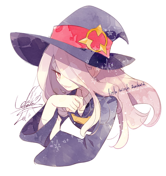 1girl hair_over_one_eye hat little_witch_academia long_hair solo sucy_manbabalan wakanagi_eku witch_hat