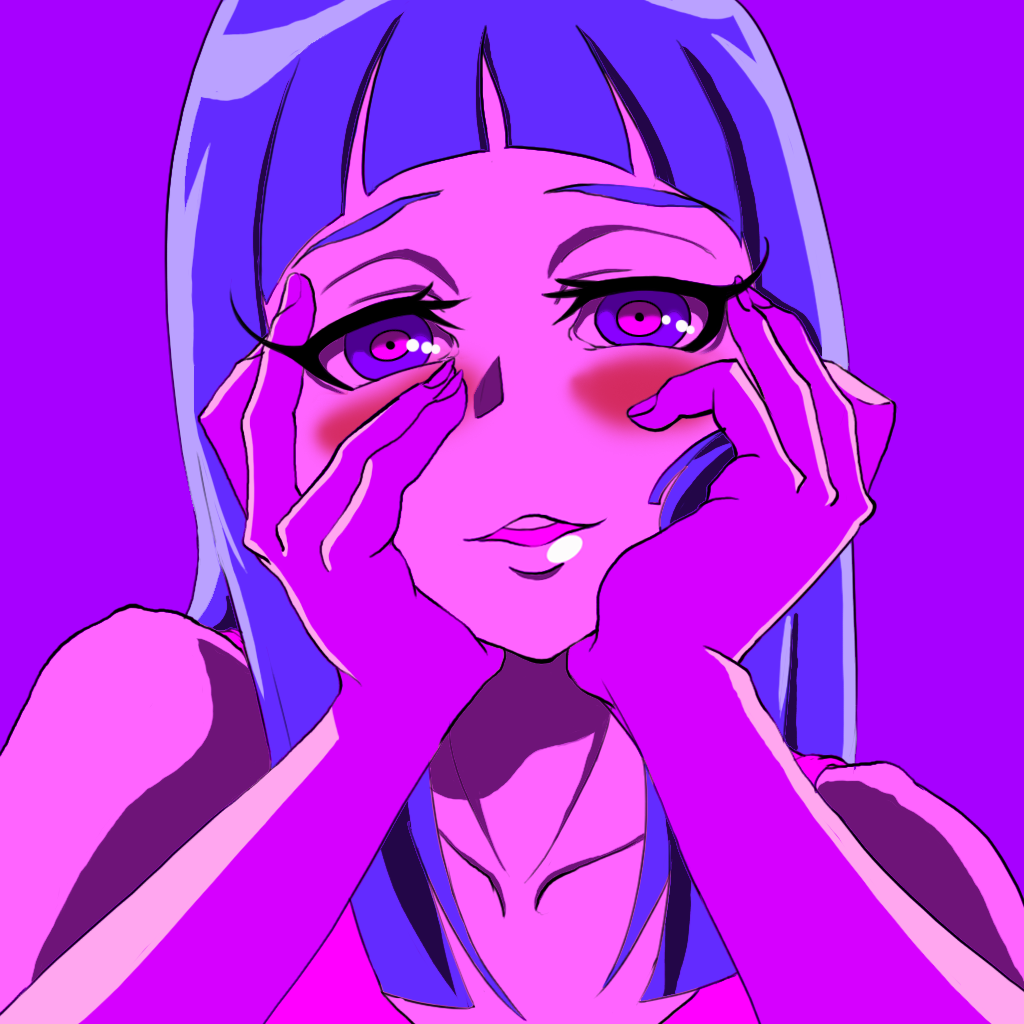 1girl blue_hair blush gloves long_hair me!me!me! meme_(me!me!me!) yandere yandere_trance