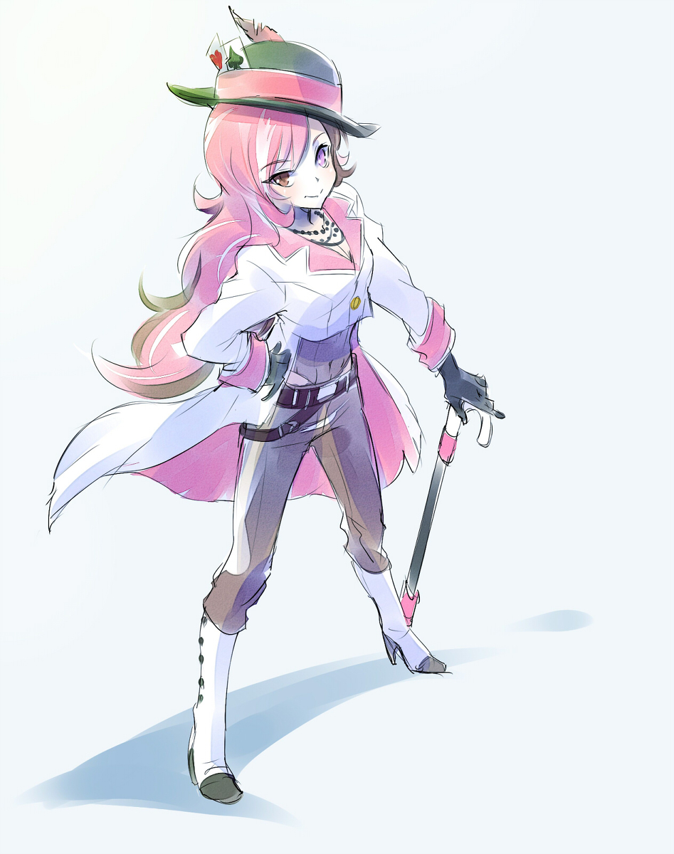 1girl cane hat iesupa long_hair multicolored_hair neo_(rwby) pixiv_manga_sample rwby smile solo