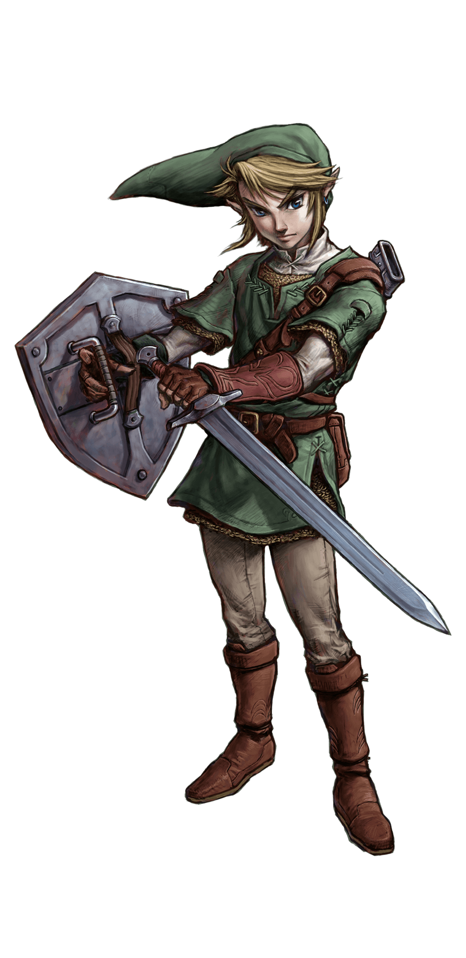 1boy absurdres boots chainmail full_body green_shirt hat link nintendo official_art pointy_ears shield solo sword the_legend_of_zelda the_legend_of_zelda:_twilight_princess
