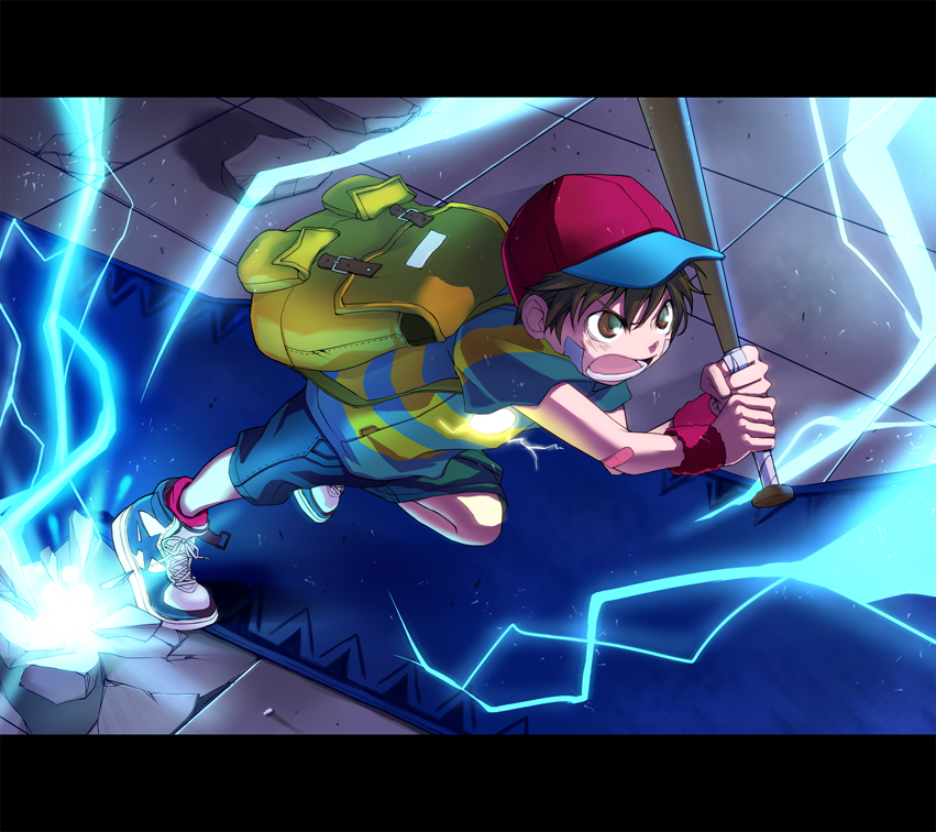 1boy backpack bag black_hair cap mother_(series) ness nintendo short_hair