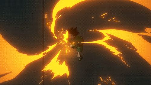 1boy animated animated_gif black_hair brown_eyes gon_freecss hunter_x_hunter male_focus punch solo spiky_hair