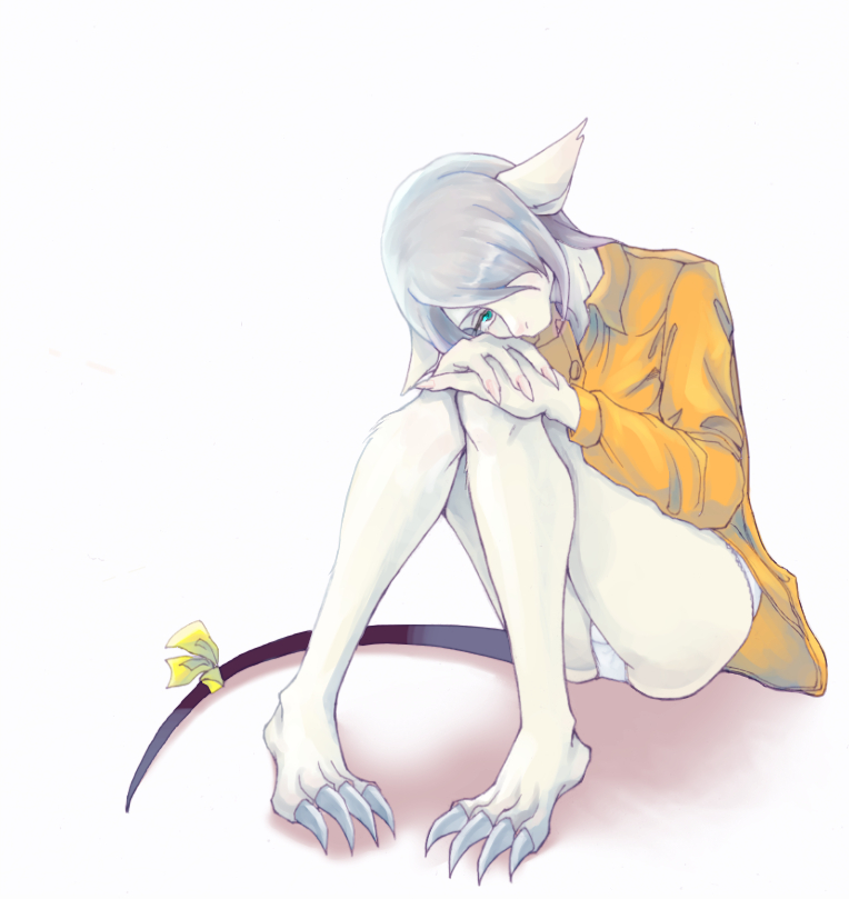 androgynous artist_request blue_eyes final_fantasy final_fantasy_ix freija_crescent furry grey_hair long_hair rat solo underwear white_background